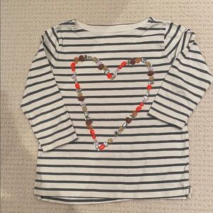 Crewcuts Black and White Striped Kids Tee with Heart Design
